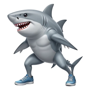 a shark withs legs abd shoes sticker