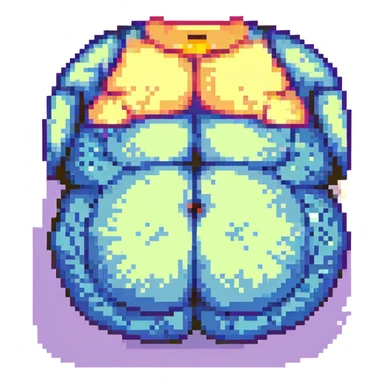 realistic abdomen with stubborn fat, pixel art style, adipocytes represented as colorful compact pixels, retro atmosphere sticker