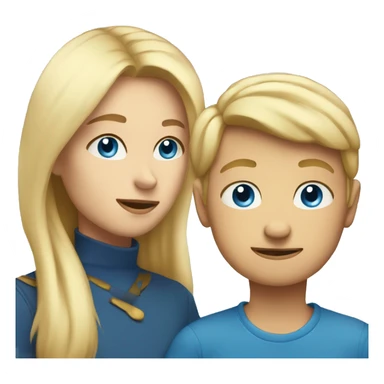 two people talking face to face blond hair blue eyes mom and younger son face to face sticker