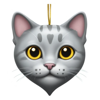 silver British cat is hanging heart sticker