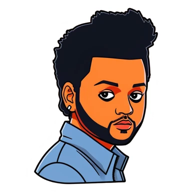 2012, The Weeknd,  canadian celebrity and singer from Toronto, hyperrealistic, mirco-detailed, vibrant 3D sticker design
 Must be 8k hd, 8000x8000px resolution. Must use very thin transparent smooth lines sticker