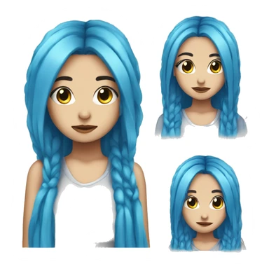 Emo Girl with two very long blue hair in only two long plaits on either side touching the floor  sticker