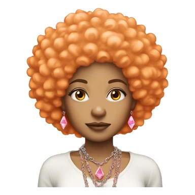 light skin girl with orange afro and pink diamond chain  sticker