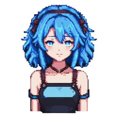 anime girl with blue hair sticker