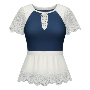 Navy blue top with lace sticker