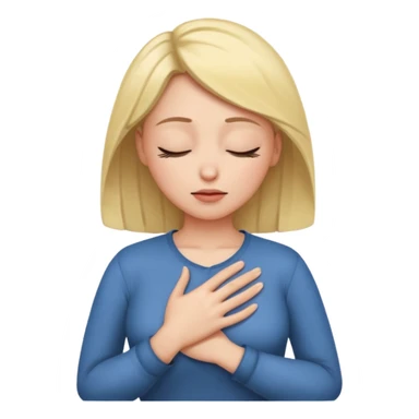 una mano en pecho ojos cerrados mujer sticker