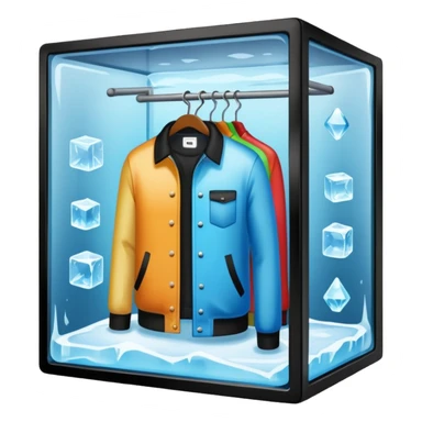 mixed closet inside a large ice cube sticker