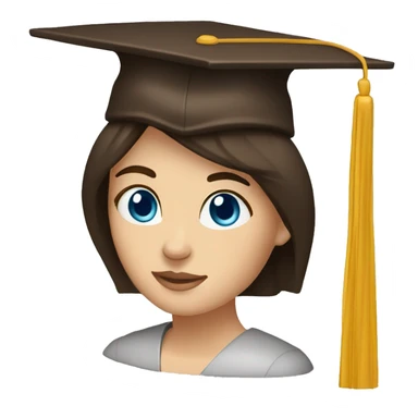 woman blue eyes long dark brown hair graduate cap sticker