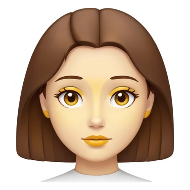 ultra minimal belle face, tiny icon size, extremely simple line work, basic brown hair shape, yellow accent, no details sticker