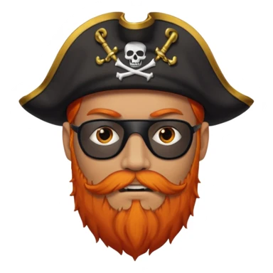 Pirata con un parche grande y negro que le cubra un ojo y con barba anaranjado sticker