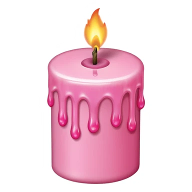 A drawing of a flaming pink candle that could be used at a romantic dinner table. The camera should be isometric at a 45-degree angle. sticker