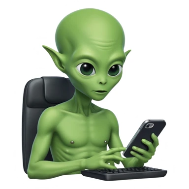 a alienígena digitando o celular sticker