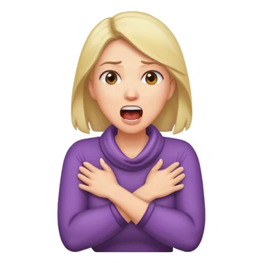 woman with arms crossed around neck screaming sticker