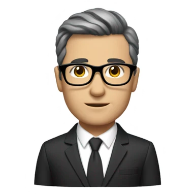 Lee Wetherington has Short black hair with gray on the sides, wearing black rectangular glasses and a suit sticker