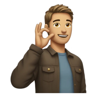 man putting his hand to ear sticker