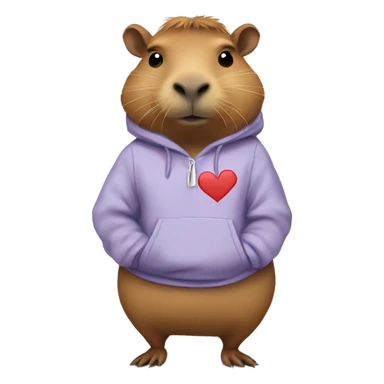 Capybara with a hoodie on that says I love my bestie  sticker