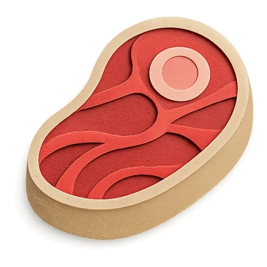 steak in paper craft style, no background sticker