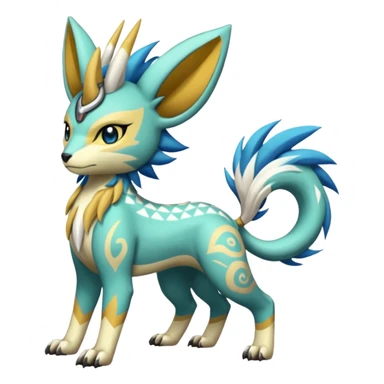  Tropical Tiny Marked Patterned Tribal Tropical Tiny Marked Patterned Tribal WereGarurumon-Suicune-Linoone-Meloetta-Renamon-fusion-hybrid-creature (full body) sticker