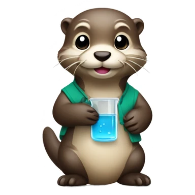 Cute otter holding beakers  sticker