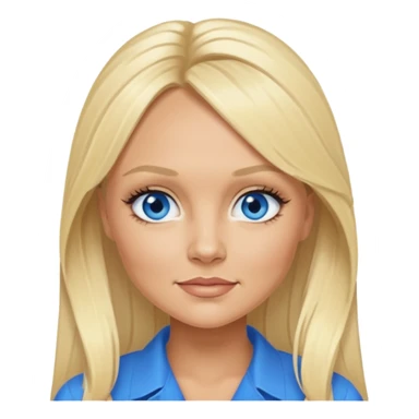 Emma Bunton with blue eyes, blonde long ponytail hair sticker