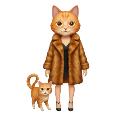 a ginger cat in fur coat and high heels sticker