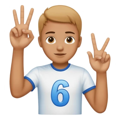 I need a 67 emoji. Like a male person doing six seven hand motion and the numbers 6 and 7 shld be on top of the 2 hands sticker