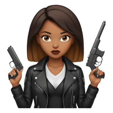 A sexy black female gangster with a gun sticker