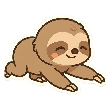a sloth moving very slowly, relaxed and content, simple friendly style sticker