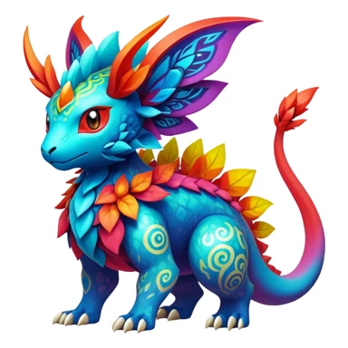 Elemental Exotic Colorful Fantasy Pokémon-Fakémon-hybrid-creature (full body) sticker
