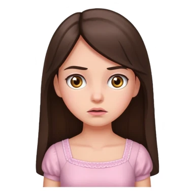 annoyed long brunette hair girl with hazel eyes wearing light pink dress sticker