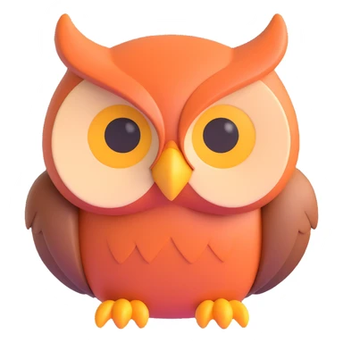 an owl, 3D emoji style sticker