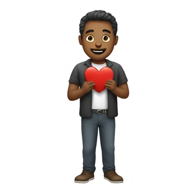man who show a heart sticker