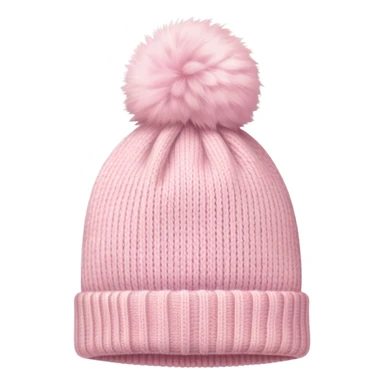 fluffy pastel pink winter beanie hat with pom pom, soft and cozy sticker