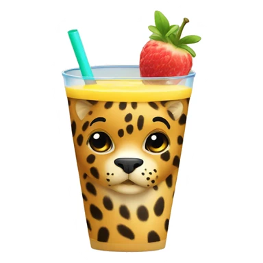 leopard making a smoothie sticker