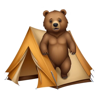 angry bear hovering over tent sticker