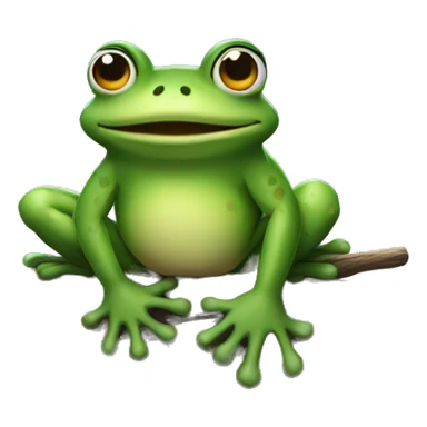 frog sitting on a log in the cold sticker
