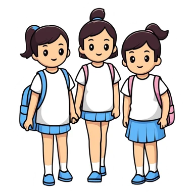 three girls sticker