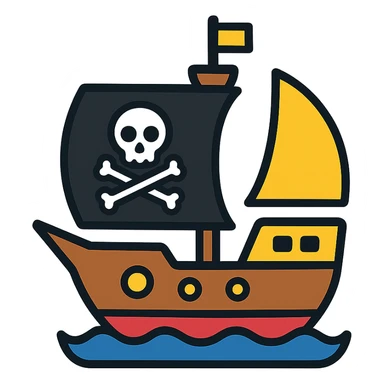 colored pirate ship icon sticker