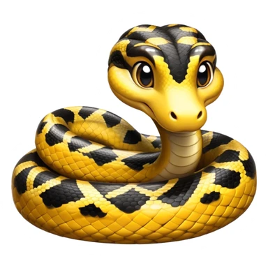 cinematic-cute-anaconda-portrait-emoji,-head-tilted-playfully-and-inquisitively,-with-a-sleek,-shimmering-body-adorned-with-detailed-scale-sriped patterns-and-round,-sparkling-eyes-full-of-wonder,-simplified-yet-irresistibly-adorable-features sticker