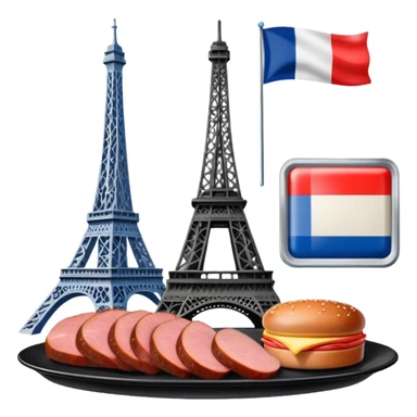 Spam meat Eiffel tower and French flag  painting  sticker