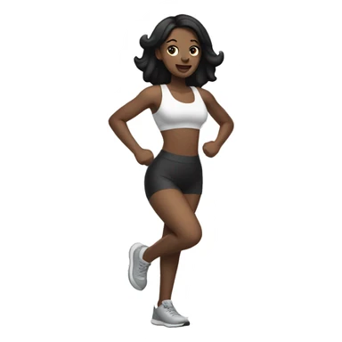 Pale woman with black hair doing aerobic sticker