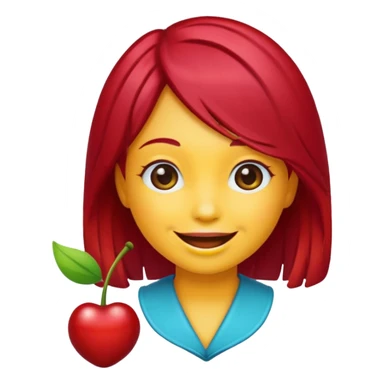 Make me an emoji with cherry red hair sticker