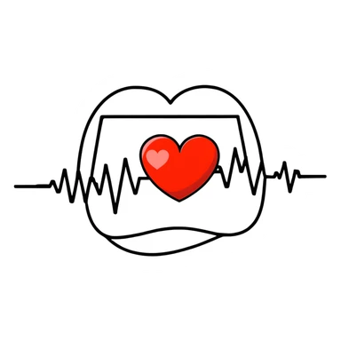 heart with ECG line sticker