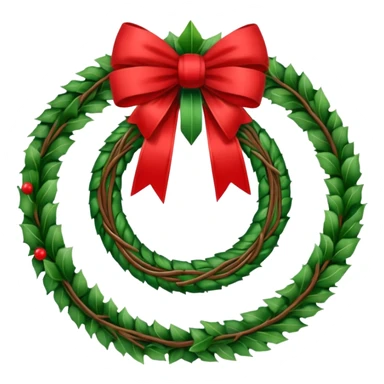 Green wreath with single red bow  sticker