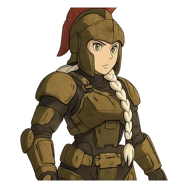 female, wearing reach spartan armor default, long white braid hair, gold yellow eyes, attention pose sticker
