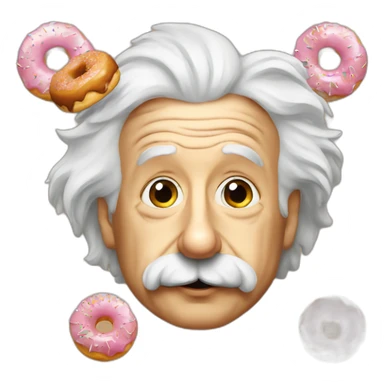 Albert Einstein with a donut sticker