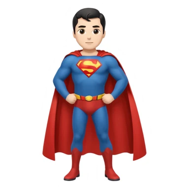 Make a Superman emoji with hands on hips, cape blowing, and the Superman "S" on the front. Make taller sticker