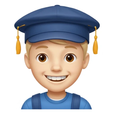 cartoon schoolboy with a cap and prominent front teeth sticker