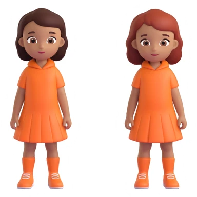Slightly increase the volume of the upper body of the girl, separate the girl and the boy from each other, and make the skin color the same for both characters. Keep the cartoonish 3D style. sticker
