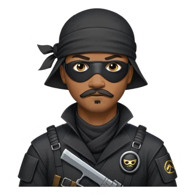 african-american mustache mercenary black asymmetrical eyepatch ninja hacker terminal command center sticker